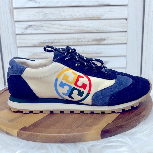 Tory Burch Shoes - TORY BURCH l Annie Nylon Runner Retro Sneakers in Nylon and Natural Suede Sz. 7